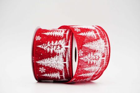 Trees. Snowflakes Wired Ribbon_KF6328GC-8-7_red